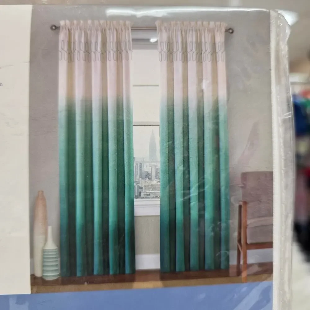 Arashi Grey Ombre Cotton 52 in. W x 84 in. L Single Rod Pocket Curtain Panel